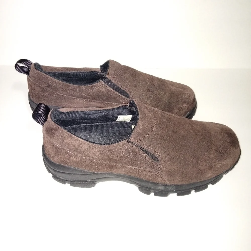 Land's End Men's Brown Suede Loafers hiking trail/walking shoes size 9HB